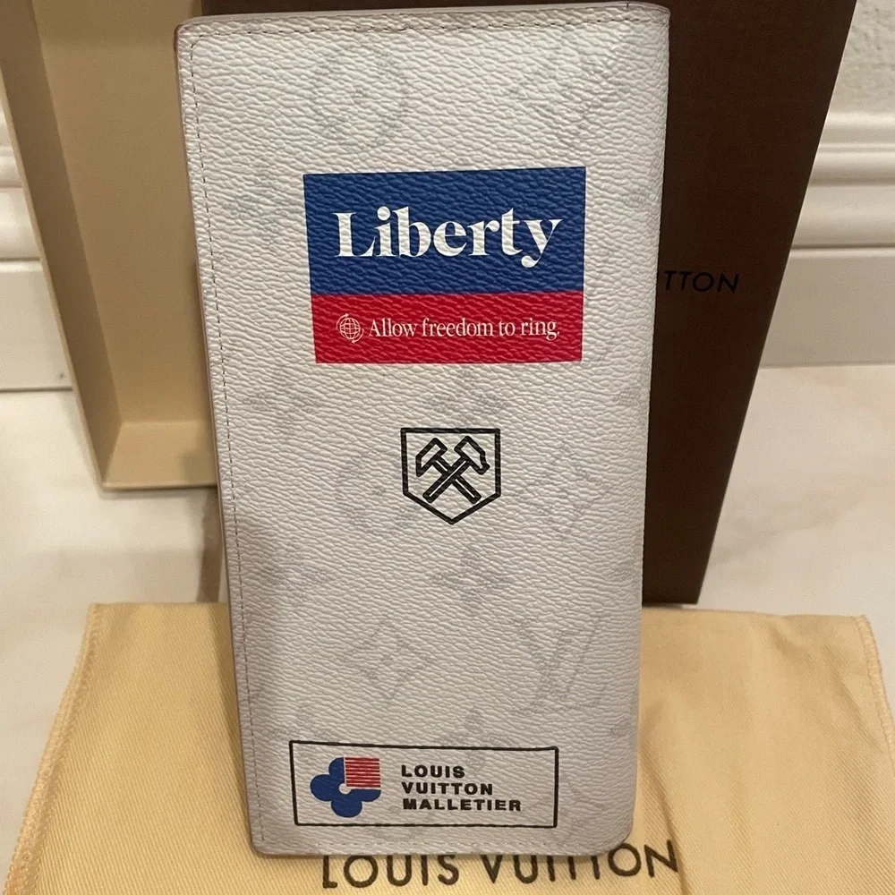 Louis Vuitton Monogram Stickers Brazza Wallet in White Organizer Wallet​​​